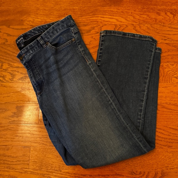 Chaps | EUC Women’s Dark Blue Straight Leg Jeans Size 16P - Picture 7 of 8